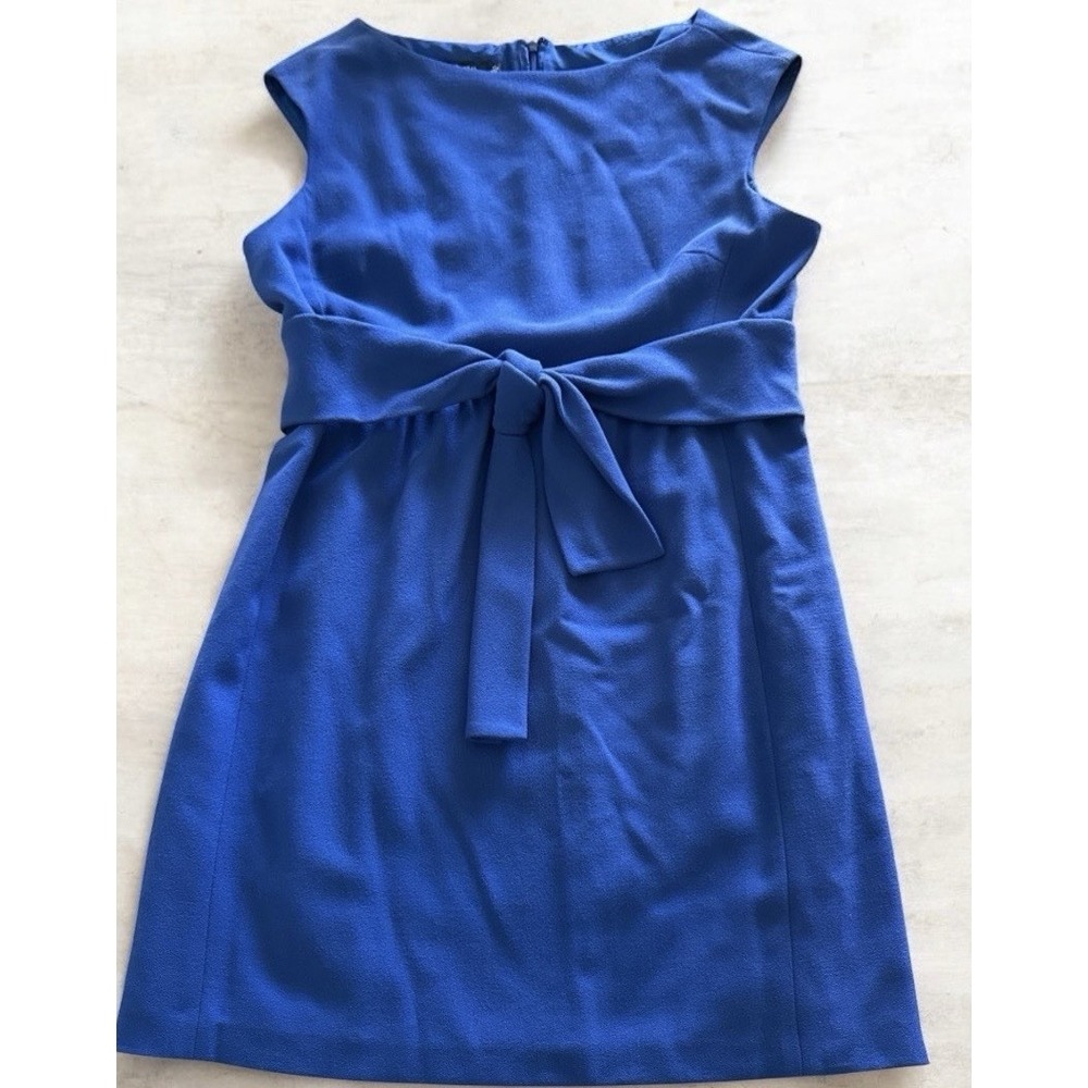 Teri Jon by Rickie Freeman Sheath Dress Size 14 Cobalt Blue Tie Front Sleeveless